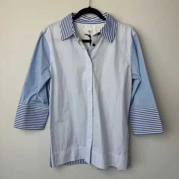 CO Essentials Blue & White Striped Cotton Poplin Shirt NEW Size Small - Picture 3 of 14